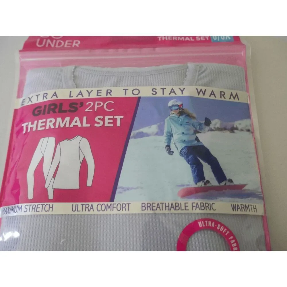 GO UNDER Girls 2PC Thermal Set PURPLE Base Layer Ultra-Soft Size S 6/6X